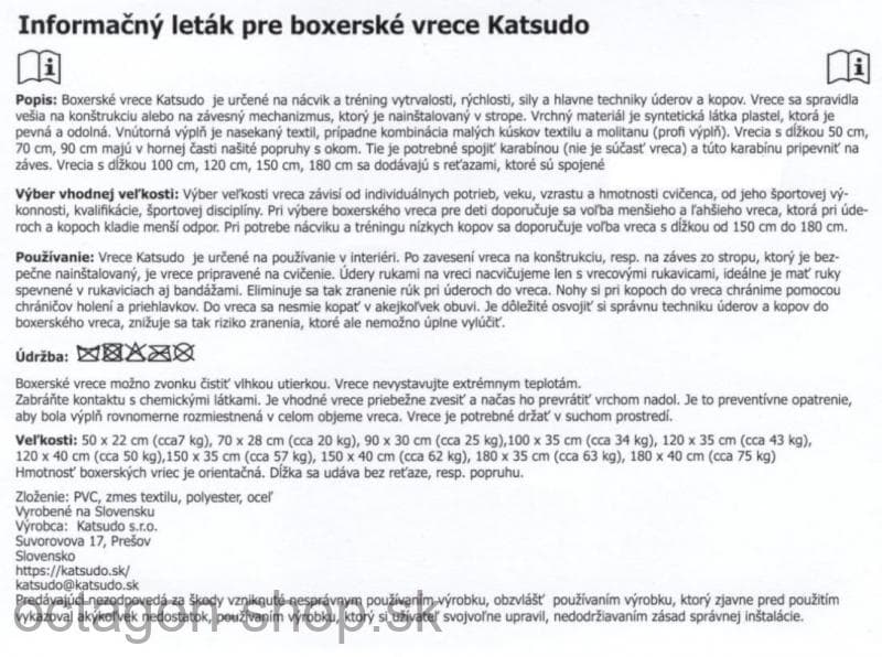 Boxovacie vrece - KATSUDO - 120x35cm - Reťaz